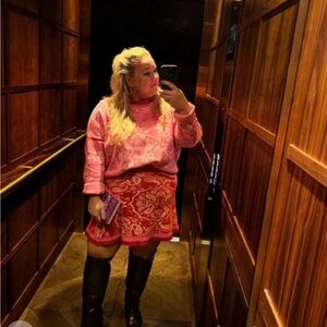 Never Fully Dressed Pink and Red Paisley Turtleneck Sweater Set